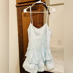 Edikted Light Blue Ruffle Romper Large
